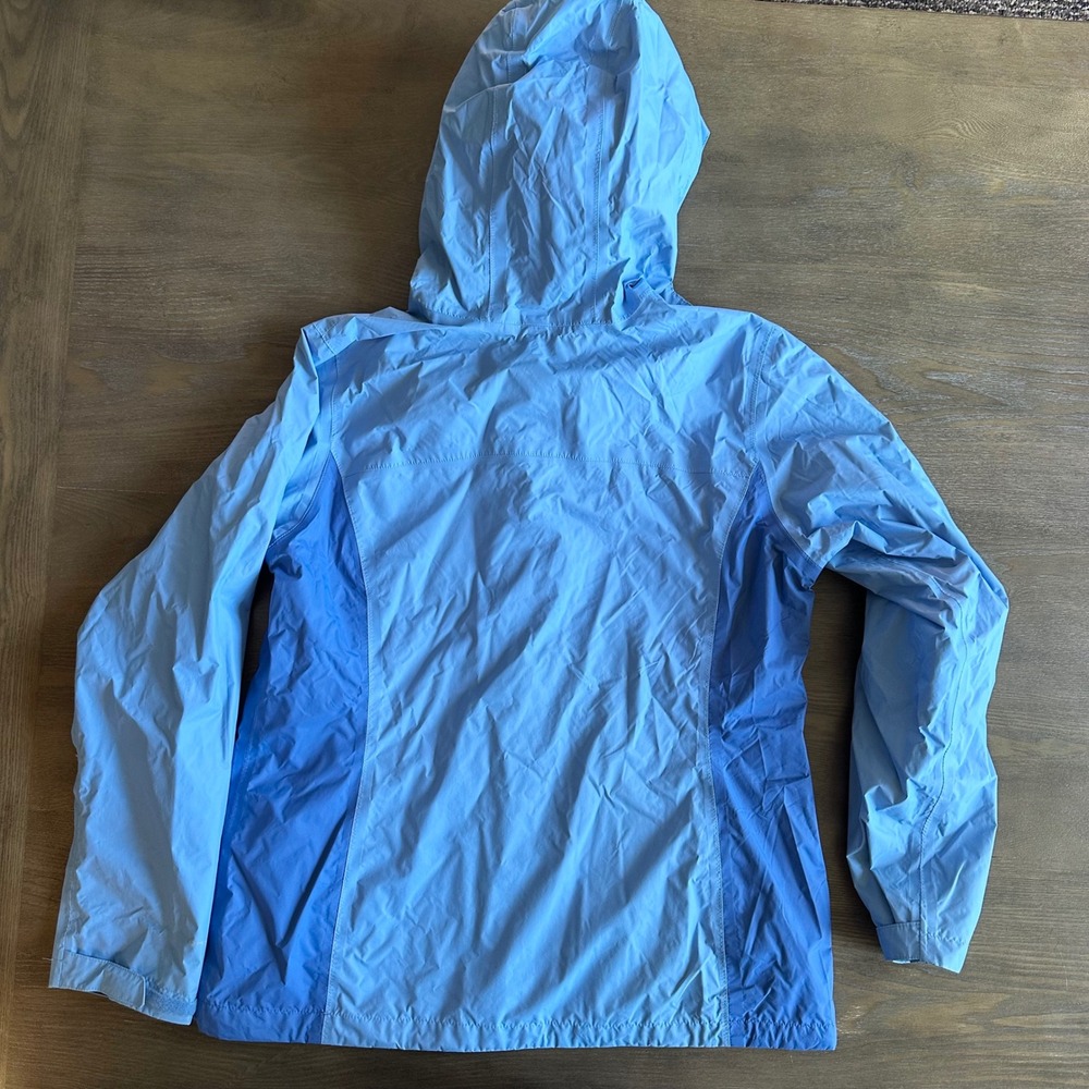 Columbia Omni-Tech Rain Jacket Womens Lg Blue Waterproof Hooded Shell Gorpcore - Picture 7 of 12